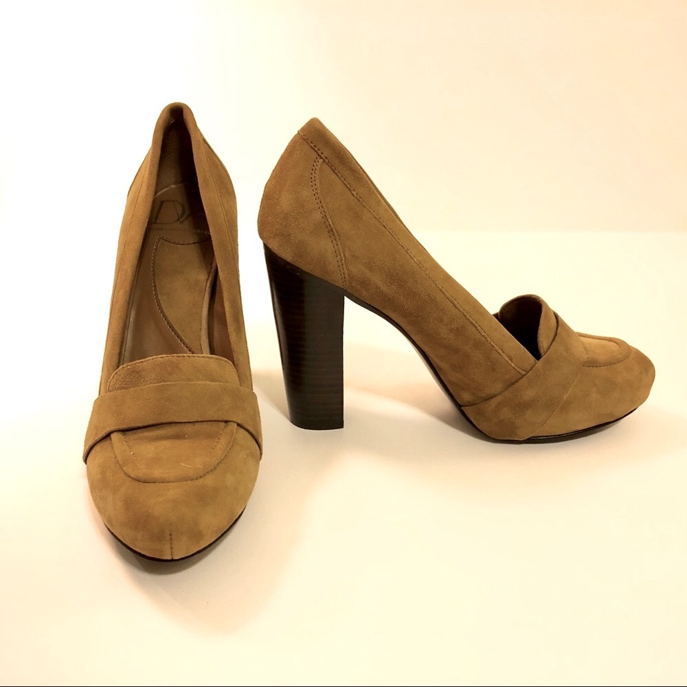 Diane Von Furstenberg Tan Suede Loafer Pumps, 7.5